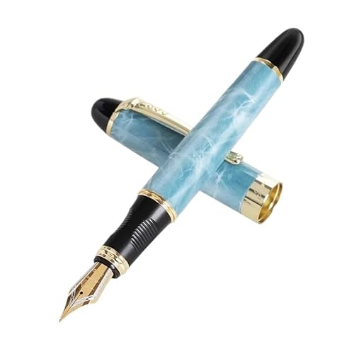 NVVVNX Luxus-Füllfederhalter, Metalltinte für Büro, Schulbedarf, Schreibwaren, Stifte zum Schreiben (Marmor-Blau, M) von NVVVNX