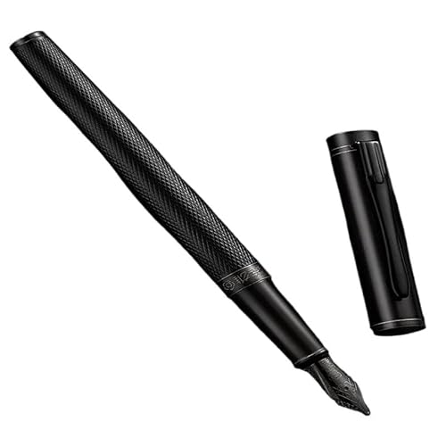NVVVNX Metall-Füllfederhalter, Titanschwarz, extra feine Feder, 0,38/0,5 mm, Studenten, Praxis, Kalligraphie, Schreiben, Geschenkstift (Hellschwarz, F 0,5 mm) von NVVVNX