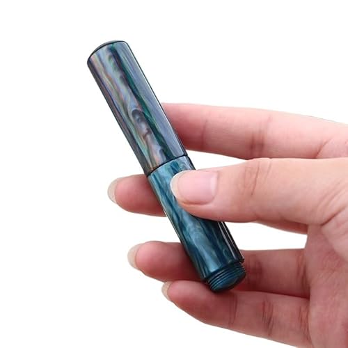 NVVVNX Tragbarer Mini-Füllfederhalter aus Kunstharz, Grün-Weiß, Iridium, F-Feder 0,5 mm, Handfläche, kurze Tinte, Schreiben, Büro, Geschenk-Set (03) von NVVVNX