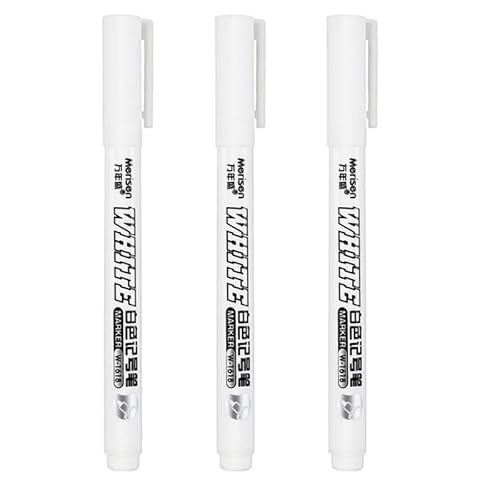 NVVVNX Wasserdichter Metallmarker, permanent, weiß, zum Waschen, Kunst, Malen, Graffiti-Stifte, Stoff, Holz, Leder, 1 mm (3 Stück) von NVVVNX