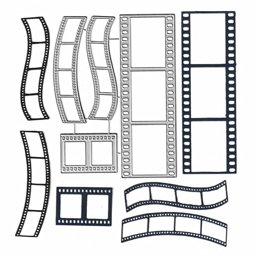 Stanzschablonen für Foto-Filmstreifen, Poststempel, Etiketten, Banner, Stanzformen, Metallprägeschablonen für Karten, Scrapbooking und Bastelarbeiten, Album, Papierkarten-Dekoration, 4 Stück Stanzschablonen für Foto-Filmstreifen, Poststempel, Etiketten, Banner, Stanzformen, Metallprägeschablonen für Karten, Scrapbooking und Bastelarbeiten, Album, Papierkarten-Dekoration, 4 Stück von NVZBL