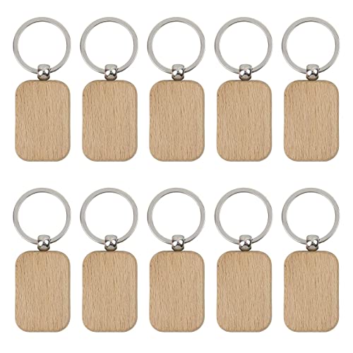 10 Pack leere Holzschlüsselkette unvollendete Holzheize Blanks mit Keyrings für EDC -Tags DIY Key Craft Supplies von NXNONEPD