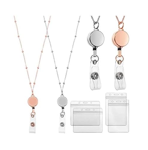 ID -Kartenhalter, Abzeichenhalter, 2pcs ID -Fälle einziehbarer Rollen -Lanyard -ID -Kartenhalter Edelstahlketten Halsketten Schlüsselketten -Clip -Abzeichenabdeckungen von NXNONEPD