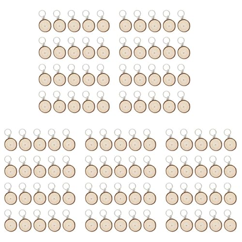 NXNONEPD 100 Pack unvollendete Holzscheiben Schlüsselbund leer handbemalt von NXNONEPD