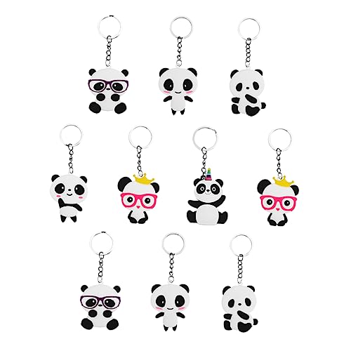 NXNONEPD 10pcs Schlüsselkette Panda Keychain Cartoon Hanges niedliches Schlüsselanhänger Plüsch Key Halter Dekoration Party Favorbag ​​Anhänger Key Ring Anhänger Schlüsseldkorde von NXNONEPD