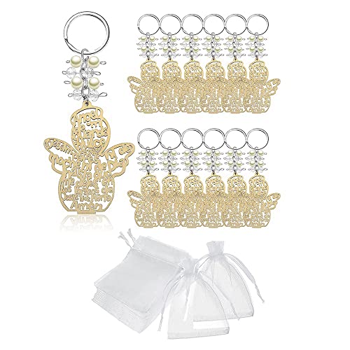 NXNONEPD 20pcs Taufe Engel Key Ring Taufe Holzschlüsselkäse Taufe bevorzugt Taufen Souvenirs Kommunion -Gefälligkeiten für Jungen oder Mädchen von NXNONEPD