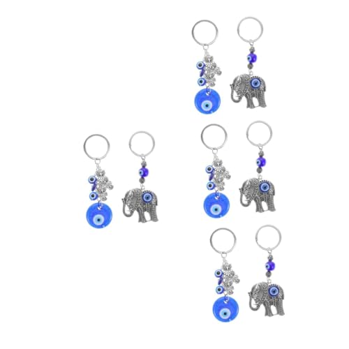 NXNONEPD 4Sets Einzigartige handgefertigte Elefant Keyring Car Ornamente Schlüsselbund Eule Charm Evil Eye Anhänger für Handtasche Geburtstag 2pcs*4 von NXNONEPD