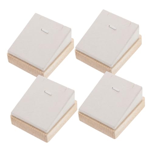NXNONEPD 4pcs Halskette Display Ständer Schmuck Holz Halskette Halter Ständer Anhänger aus Holz Halskette Halskette Ständer Organizer Kettenhalter für Halsketten Flanell Beige von NXNONEPD