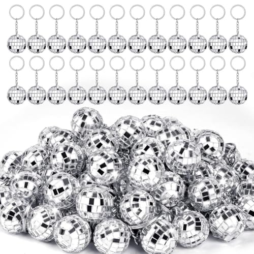 NXNONEPD 50Pcs Mini Disco Ball Keychain,Silver Mirror Disco Ball Bulk Keyring Partys Favors for 70s 80s Disco Partys Decorations NXNONEPD 50Pcs Mini Disco Ball Keychain,Silver Mirror Disco Ball Bulk Keyring Partys Favors for 70s 80s Disco Partys Decorations von NXNONEPD
