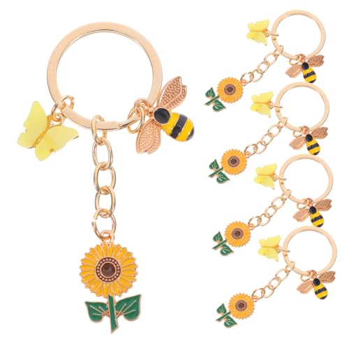 NXNONEPD 5pcs Sonnenblumenschlüsselring Sonnenblumen Schlüsselanhänger Anhänger farbenfrohe niedliche Tierheize Frühlingsfeier Gefälscht von NXNONEPD