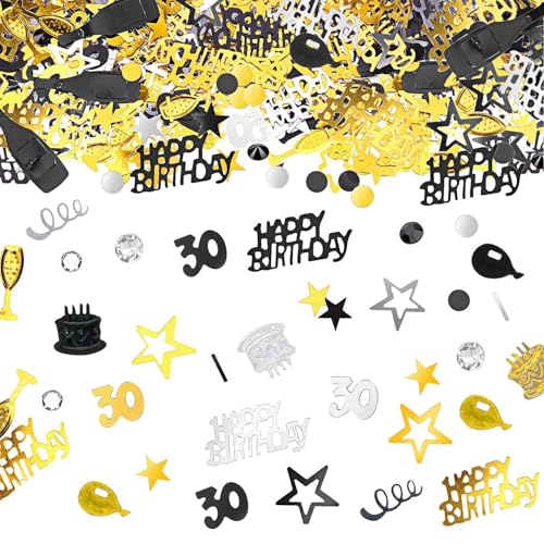 NXPUXP 30.Jahrestag Konfetti-Geburtstagsdekorationen,Pailletten-Geburtstags-Tischdekorationen,Geburtstagsparty-Dekorationen,Geburtstags-Tischdekorationen (schwarzes Gold 30 Jahre alt) von NXPUXP