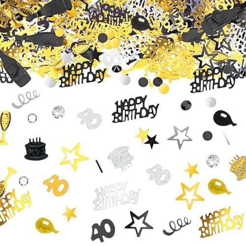 NXPUXP 40.Jahrestag Konfetti-Geburtstagsdekorationen,Pailletten-Geburtstags-Tischdekorationen,Geburtstagsparty-Dekorationen,Geburtstags-Tischdekorationen (schwarzes Gold 40 Jahre alt) von NXPUXP