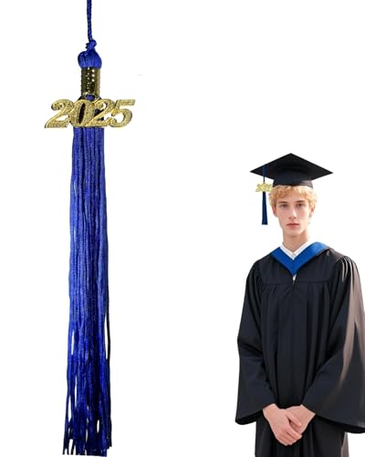 NXRACSH 2025 Quasten-Abschluss, 41 cm, für Abschlussfeier, Kappe mit 2025er-Charm, blaue Klasse von 2025, für Hutdekorationen, Geschenke von NXRACSH