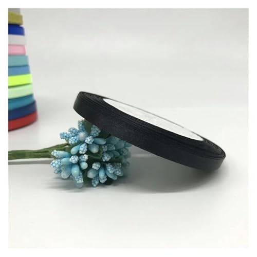 NXSLONE Geschenkband,Schleifenband, Dekoratives Satinband for Weihnachten, 6 mm, 1/4 Zoll (1 Rolle, 22,7 m), Band for Selbermachen, Haarschleife, Hochzeitsfeier(Black) von NXSLONE