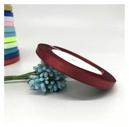 NXSLONE Geschenkband,Schleifenband, Dekoratives Satinband for Weihnachten, 6 mm, 1/4 Zoll (1 Rolle, 22,7 m), Band for Selbermachen, Haarschleife, Hochzeitsfeier(Dark Red) von NXSLONE