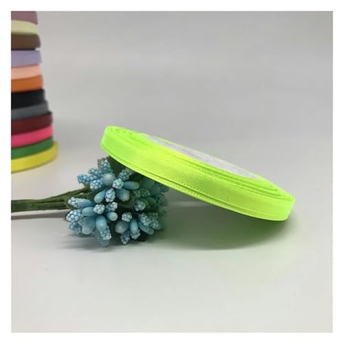 NXSLONE Geschenkband,Schleifenband, Dekoratives Satinband for Weihnachten, 6 mm, 1/4 Zoll (1 Rolle, 22,7 m), Band for Selbermachen, Haarschleife, Hochzeitsfeier(Fluorescent Green) von NXSLONE