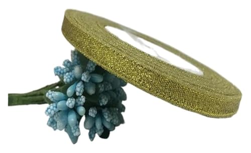 NXSLONE Geschenkband,Schleifenband, Dekoratives Satinband for Weihnachten, 6 mm, 1/4 Zoll (1 Rolle, 22,7 m), Band for Selbermachen, Haarschleife, Hochzeitsfeier(Golden) von NXSLONE