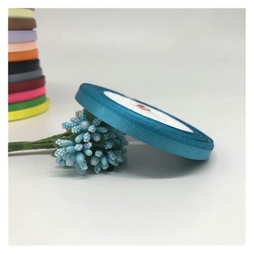 NXSLONE Geschenkband,Schleifenband, Dekoratives Satinband for Weihnachten, 6 mm, 1/4 Zoll (1 Rolle, 22,7 m), Band for Selbermachen, Haarschleife, Hochzeitsfeier(Peacock Blue) von NXSLONE