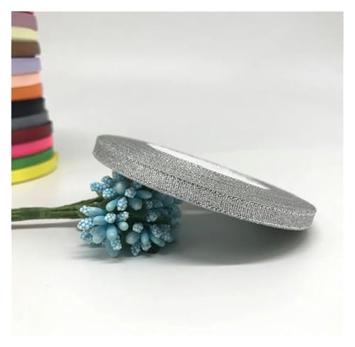 NXSLONE Geschenkband,Schleifenband, Dekoratives Satinband for Weihnachten, 6 mm, 1/4 Zoll (1 Rolle, 22,7 m), Band for Selbermachen, Haarschleife, Hochzeitsfeier(Silver) von NXSLONE