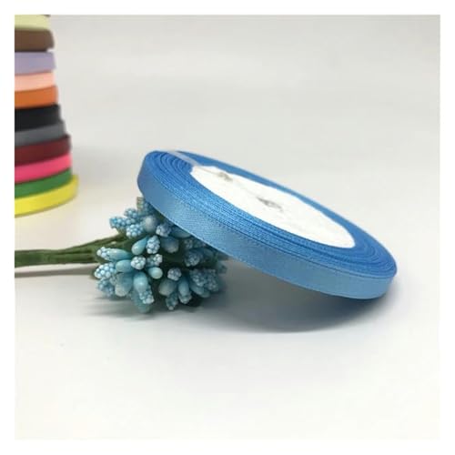 NXSLONE Geschenkband,Schleifenband, Dekoratives Satinband for Weihnachten, 6 mm, 1/4 Zoll (1 Rolle, 22,7 m), Band for Selbermachen, Haarschleife, Hochzeitsfeier(Sky Blue) von NXSLONE