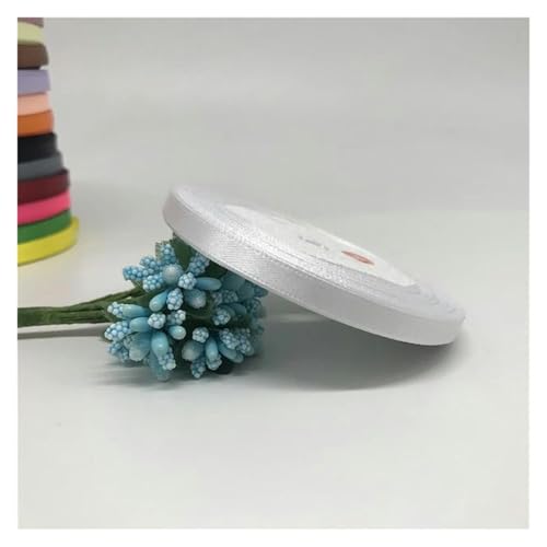 NXSLONE Geschenkband,Schleifenband, Dekoratives Satinband for Weihnachten, 6 mm, 1/4 Zoll (1 Rolle, 22,7 m), Band for Selbermachen, Haarschleife, Hochzeitsfeier(White) von NXSLONE