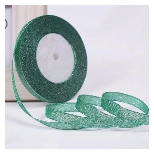 NXSLONE Geschenkband,Schleifenband, Dekoratives Weihnachtsband (22 Meter/Rolle), 10 mm, einseitig glitzernd, for Hochzeitsdekoration(Cyan Green) von NXSLONE