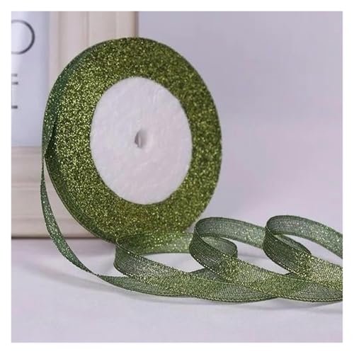 NXSLONE Geschenkband,Schleifenband, Dekoratives Weihnachtsband (22 Meter/Rolle), 10 mm, einseitig glitzernd, for Hochzeitsdekoration(Dark Green) von NXSLONE