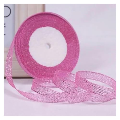 NXSLONE Geschenkband,Schleifenband, Dekoratives Weihnachtsband (22 Meter/Rolle), 10 mm, einseitig glitzernd, for Hochzeitsdekoration(Dark pink) von NXSLONE
