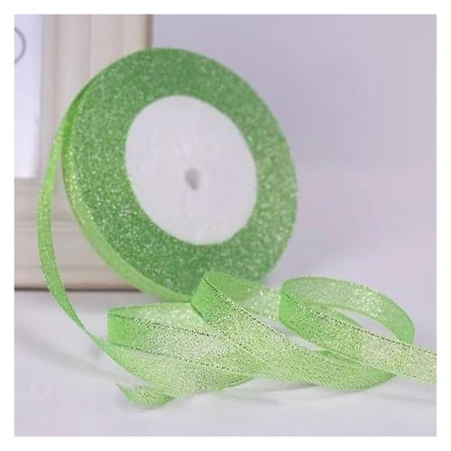 NXSLONE Geschenkband,Schleifenband, Dekoratives Weihnachtsband (22 Meter/Rolle), 10 mm, einseitig glitzernd, for Hochzeitsdekoration(Fluorescent Green) von NXSLONE