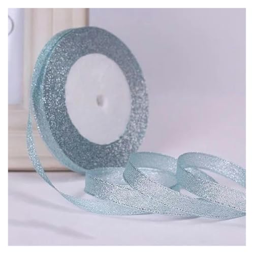 NXSLONE Geschenkband,Schleifenband, Dekoratives Weihnachtsband (22 Meter/Rolle), 10 mm, einseitig glitzernd, for Hochzeitsdekoration(Light Blue) von NXSLONE