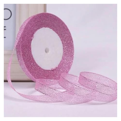 NXSLONE Geschenkband,Schleifenband, Dekoratives Weihnachtsband (22 Meter/Rolle), 10 mm, einseitig glitzernd, for Hochzeitsdekoration(Light pink) von NXSLONE