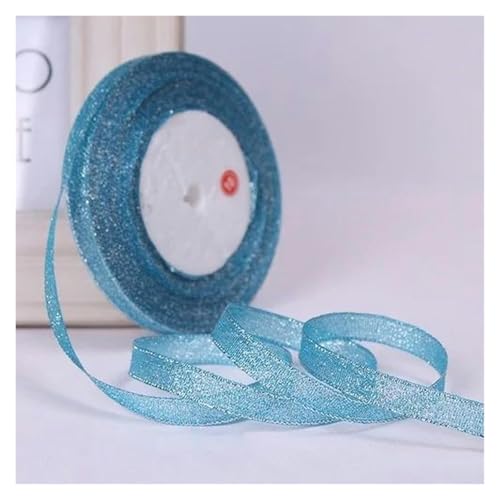 NXSLONE Geschenkband,Schleifenband, Dekoratives Weihnachtsband (22 Meter/Rolle), 10 mm, einseitig glitzernd, for Hochzeitsdekoration(Peacock Blue) von NXSLONE