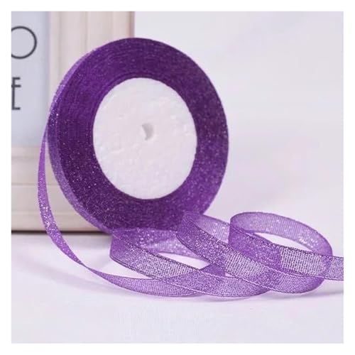NXSLONE Geschenkband,Schleifenband, Dekoratives Weihnachtsband (22 Meter/Rolle), 10 mm, einseitig glitzernd, for Hochzeitsdekoration(Purple) von NXSLONE