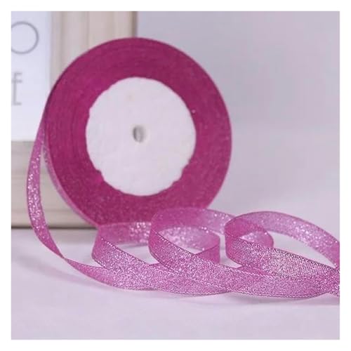 NXSLONE Geschenkband,Schleifenband, Dekoratives Weihnachtsband (22 Meter/Rolle), 10 mm, einseitig glitzernd, for Hochzeitsdekoration(Rose pink) von NXSLONE