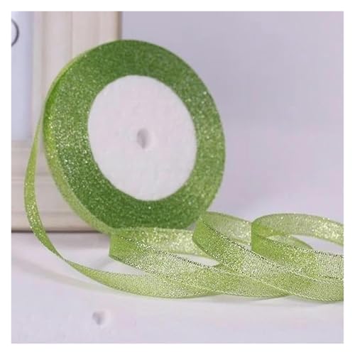 NXSLONE Geschenkband,Schleifenband, Dekoratives Weihnachtsband (22 Meter/Rolle), 10 mm, einseitig glitzernd, for Hochzeitsdekoration(Yellow Green) von NXSLONE