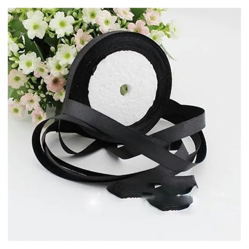 NXSLONE Geschenkband,Schleifenband, Dekoratives Weihnachtsband (25 Yards/Rolle) Schwarzes einseitiges Satinband for Verpacken von Geschenken, Weihnachtsbänder(10mm) von NXSLONE