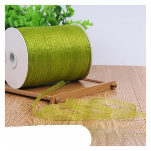 NXSLONE Geschenkband,Schleifenband, Fleck Wrap Band Weihnachten Tag Dekorative Band 1/4''6mm Fluoreszenz Gelb Organza Seide Bänder(Army Green) von NXSLONE