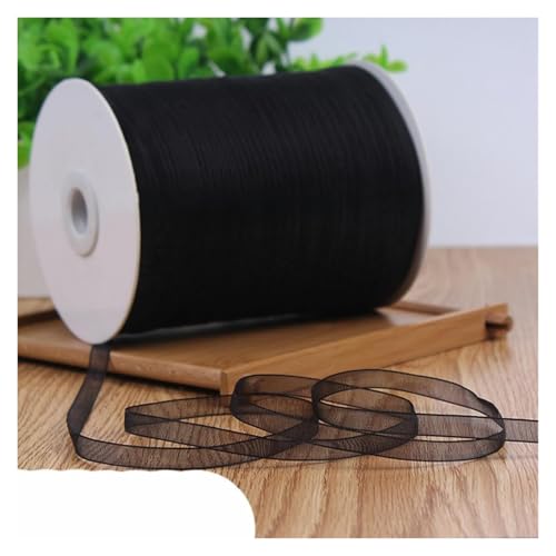 NXSLONE Geschenkband,Schleifenband, Fleck Wrap Band Weihnachten Tag Dekorative Band 1/4''6mm Fluoreszenz Gelb Organza Seide Bänder(Black) von NXSLONE