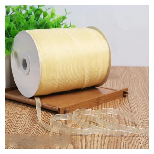 NXSLONE Geschenkband,Schleifenband, Fleck Wrap Band Weihnachten Tag Dekorative Band 1/4''6mm Fluoreszenz Gelb Organza Seide Bänder(Cream) von NXSLONE