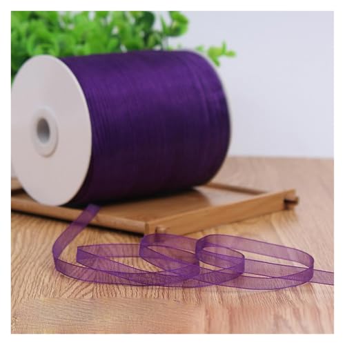 NXSLONE Geschenkband,Schleifenband, Fleck Wrap Band Weihnachten Tag Dekorative Band 1/4''6mm Fluoreszenz Gelb Organza Seide Bänder(Dark Purple) von NXSLONE