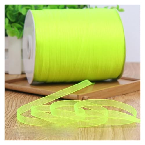 NXSLONE Geschenkband,Schleifenband, Fleck Wrap Band Weihnachten Tag Dekorative Band 1/4''6mm Fluoreszenz Gelb Organza Seide Bänder(Fluorescence Yellow) von NXSLONE