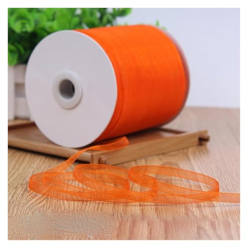 NXSLONE Geschenkband,Schleifenband, Fleck Wrap Band Weihnachten Tag Dekorative Band 1/4''6mm Fluoreszenz Gelb Organza Seide Bänder(Orange) von NXSLONE