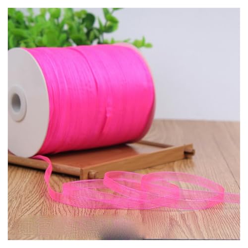 NXSLONE Geschenkband,Schleifenband, Fleck Wrap Band Weihnachten Tag Dekorative Band 1/4''6mm Fluoreszenz Gelb Organza Seide Bänder(Rose) von NXSLONE