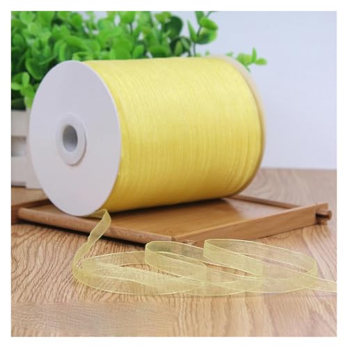 NXSLONE Geschenkband,Schleifenband, Fleck Wrap Band Weihnachten Tag Dekorative Band 1/4''6mm Fluoreszenz Gelb Organza Seide Bänder(Yellow) von NXSLONE