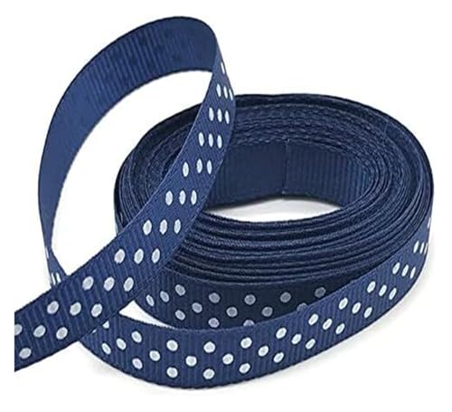 NXSLONE Geschenkband,Schleifenband, Fleck Wrap Band Weihnachten Tag Dekorative Band 5yards/Lot 3/8'' 10mm Ripsband Druck(Navy Blue) von NXSLONE