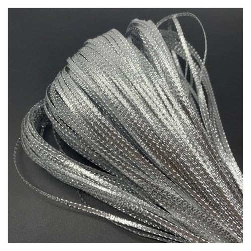 NXSLONE Geschenkband,Schleifenband, Fleckwickelband Weihnachtstag Dekoratives Band 3/5/8/10mm 10yards Gold/Silber Polyesterband(Silver,8mm 10yards) von NXSLONE