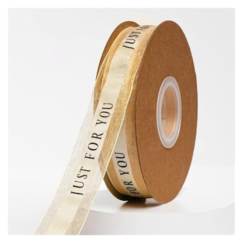 NXSLONE Geschenkband,Schleifenband, Weihnachtstag Dekoratives Band 50yard Polyester Schnee Gaze Satinband Band DIY Weihnachtsschleife Machen(Gold Ribbon) von NXSLONE