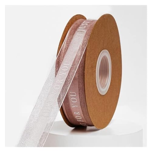 NXSLONE Geschenkband,Schleifenband, Weihnachtstag Dekoratives Band 50yard Polyester Schnee Gaze Satinband Band DIY Weihnachtsschleife Machen(Silver Brown Ribbon) von NXSLONE