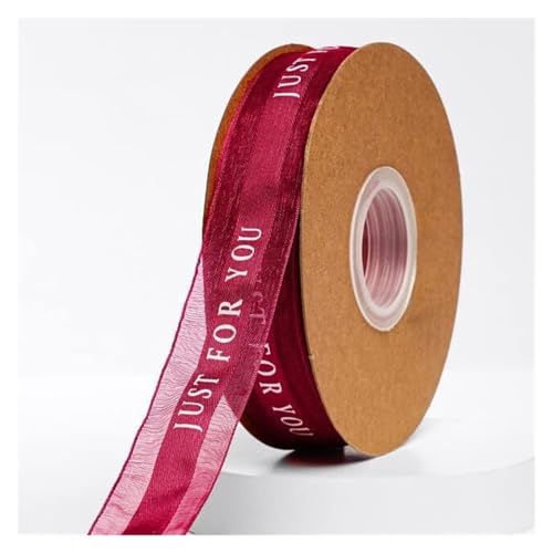 NXSLONE Geschenkband,Schleifenband, Weihnachtstag Dekoratives Band 50yard Polyester Schnee Gaze Satinband Band DIY Weihnachtsschleife Machen(Wine red Ribbon) von NXSLONE