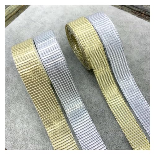 NXSLONE Geschenkband,Schleifenband, Weihnachtstag Dekoratives Band 5yards/Lot 15mm 20mm Goldenes/Silber Ripsband Weihnachtsband(Silver,20mm 5yards) von NXSLONE